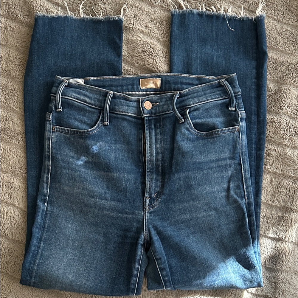 MOTHER Frayed Hem Blue Women's Jeans